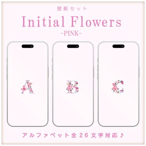 【スマホ壁紙】Initial Flowers-PINK-