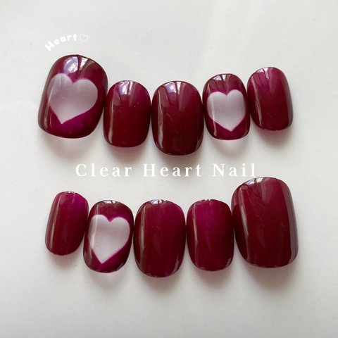 clear heart nail ｜ ハート　ハートネイル　推しネイル　推しカラー　ネイル　ネイルチップ