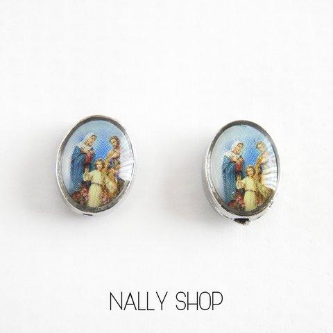 【10個】Jesus&Virgin Mary Beads 〜Holy Family〜【M-214】