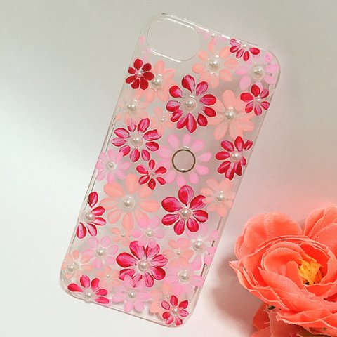 値下げしました❗️ ピンク＊ピンク＊ピンクお花のペイントiPhone5ケース