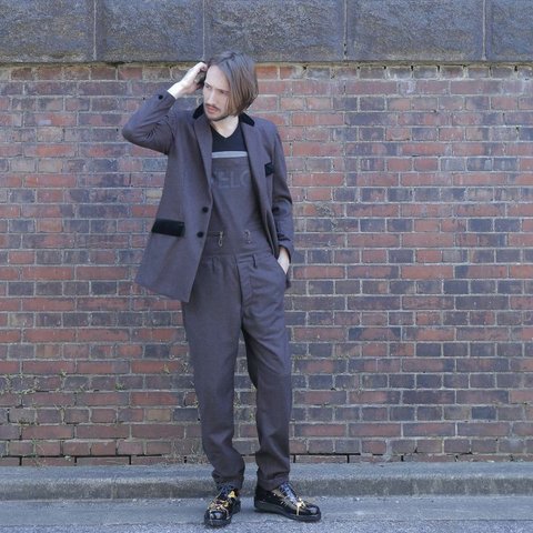 オリジナルJOHN BELTED WOOL JACKET BROWN