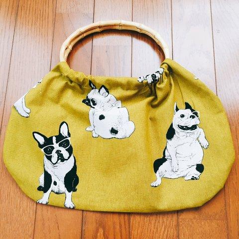 送料無料 オトナかわいいバンブーバッグ　フレンチブルドッグ　犬　フレブル  メガネ