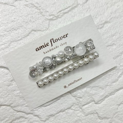 バブルヘアクリップ2点セット　silver