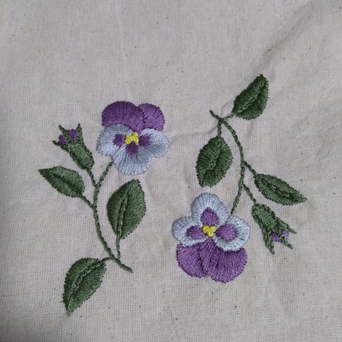 花刺繍巾着