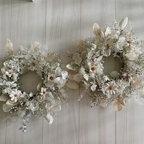 wreath " Joie " デイジー かすみ草 ドライフラワー リース デージー 小花 ホワイト マーガレット