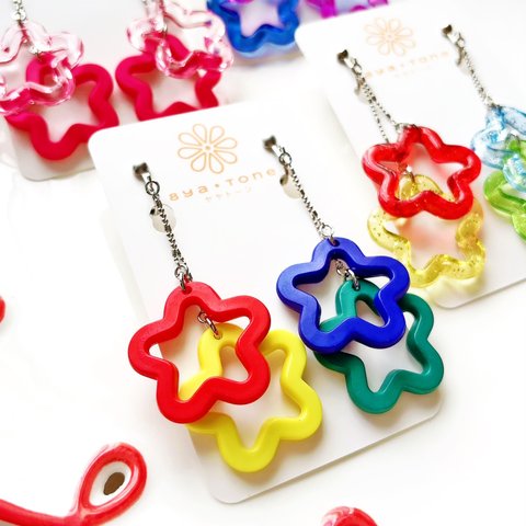 【箱推しビビッド】colorful shooting star earring｜カラフルシューティングスターのイヤリング