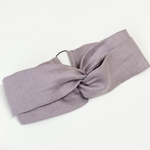 アイスラベンダーカラーの柔らかな綾織フレンチリネンを使用＊軽い着け心地のクロスヘアバンド・ターバン