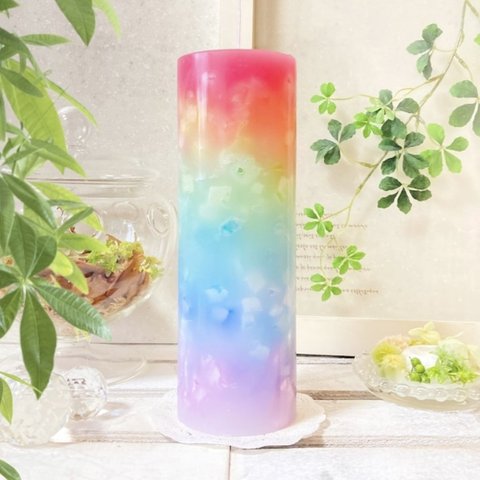 Φ6.7cm×H20cm ペタルキャンドル (ピンク) № 000712 /Gradation Candle