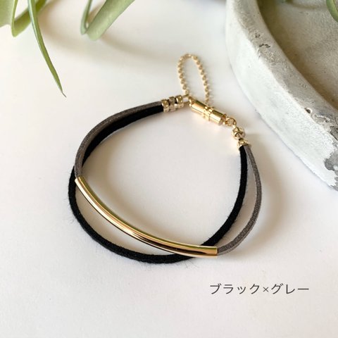 simple magnet bracelet ＊ ブラック×グレー