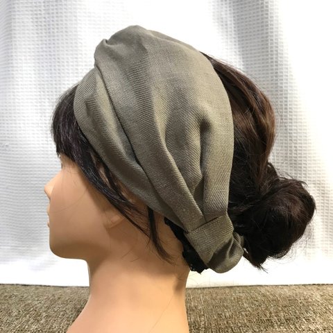 クロスターバン　ヘアバンド（リネン＊グレー）大人用