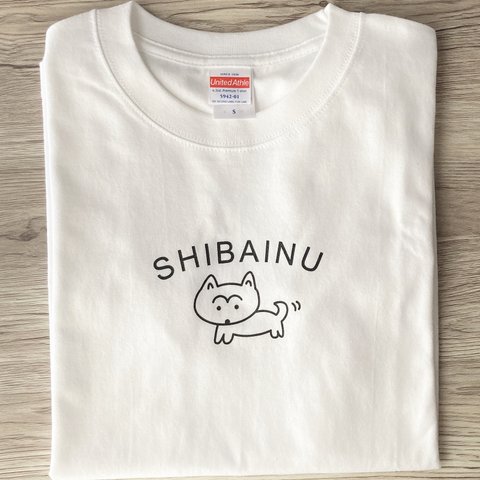 【Sサイズ】いつも一緒に。お散歩ルンルン柴犬Tシャツ　