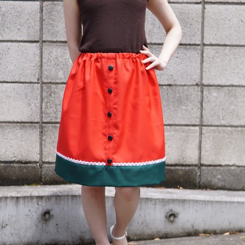 【送料無料フリーサイズ】夏やすみのすいかスカート