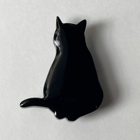 ★ 猫　帯留　黒猫　四分紐用　お座り　ふっくら　