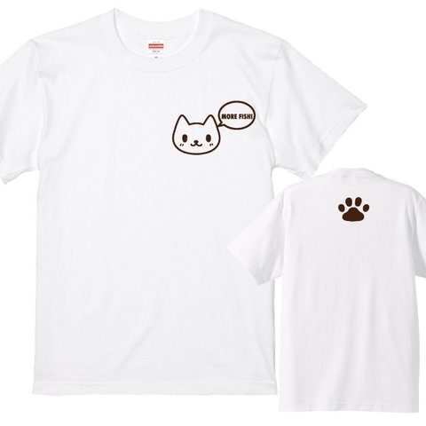 もっとお魚！+背面肉球プリントTシャツ 全3色　各種サイズございます　綿素材