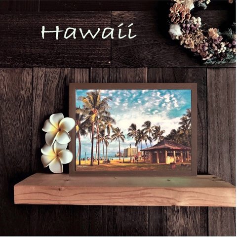 【送料無料】南国の風景☆HAWAII No.441        　            フレーム付    A4サイズ