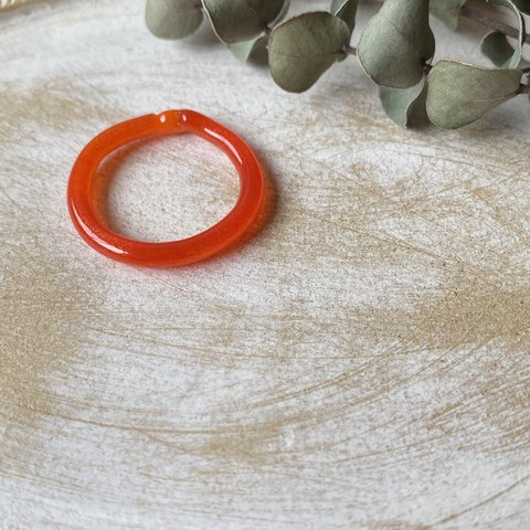 slim glass ring blood orange 約17号