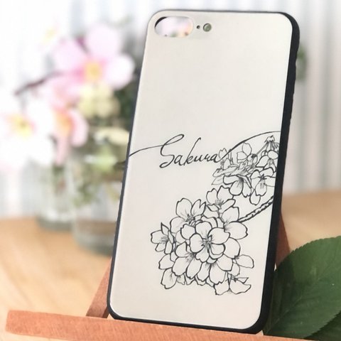 【桜】【春におすすめ】スマホケース 強化ガラスケース《桜 サクラ さくら》iPhone12・ iPhone13シリーズ 等 iPhoneケース　　おしゃれ　かわいい　上品