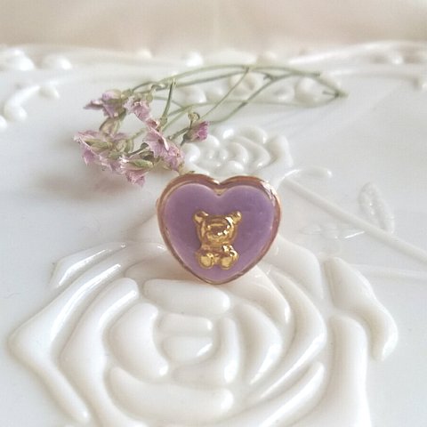 ♡再販♡ vintage bear ring くまのヴィンテージハートリング E (ラベンダーパープル・11号～の一般的なフリーサイズ)