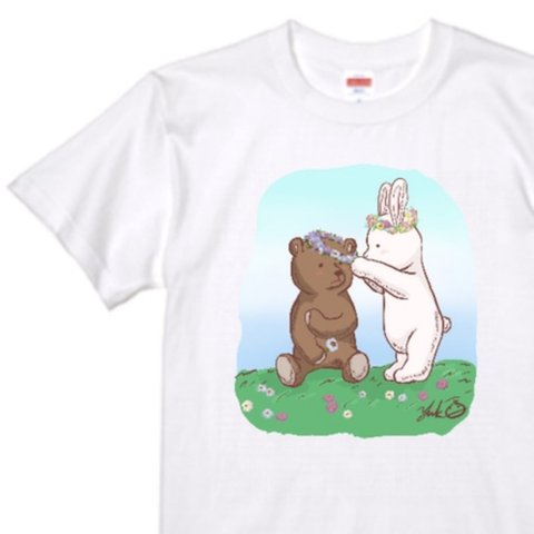 はなかんむり　くま&うさぎ　Tシャツ 5.3oz