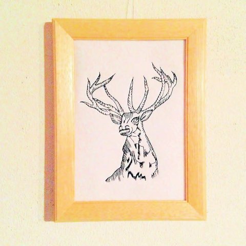 刺繍デザイン画　「deer」