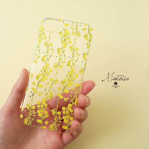 【 Mimosa Flower】スマホケース ミモザ 水彩 フラワー iPhone Android　アンドロイド