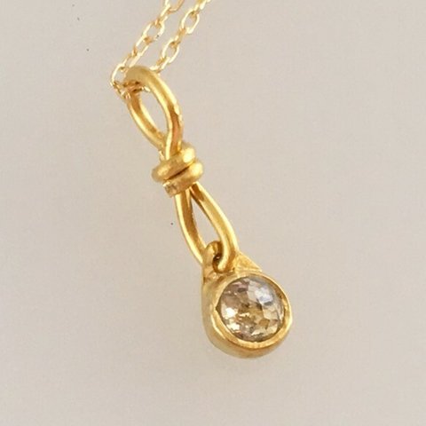 K24 天然ローズカット・ダイヤモンド純金ペンダントトップ◇Rose Cut Diamond K24 Pendant