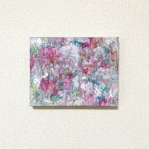 原画 油絵 ストロベリー・ラプソディー いちごのアート 抽象画 F0号 ピンク モダンアート