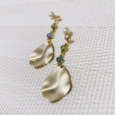 ピアス(stone× matte gold)