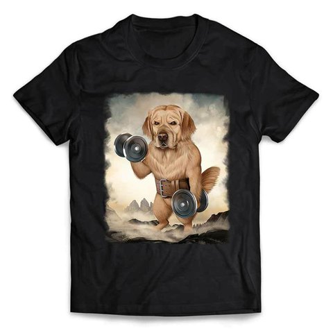 半袖Tシャツ ゴールデンレトリバー 犬 いぬ ダンベル 筋トレ 筋肉 ワークアウト ジム by FOX REPUBLIC