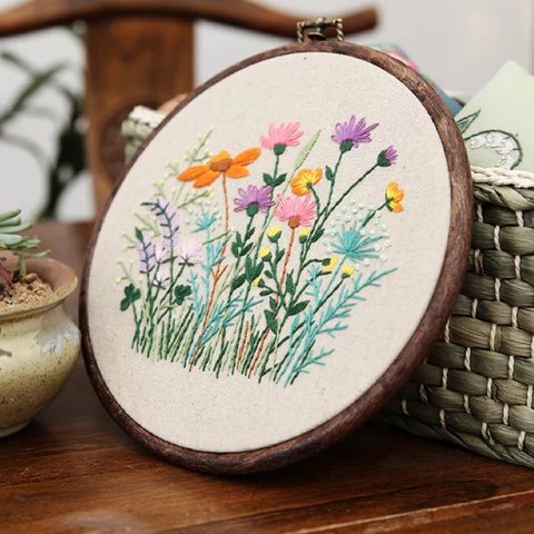 77花柄花模様　刺繍作成キット　お花シリーズ