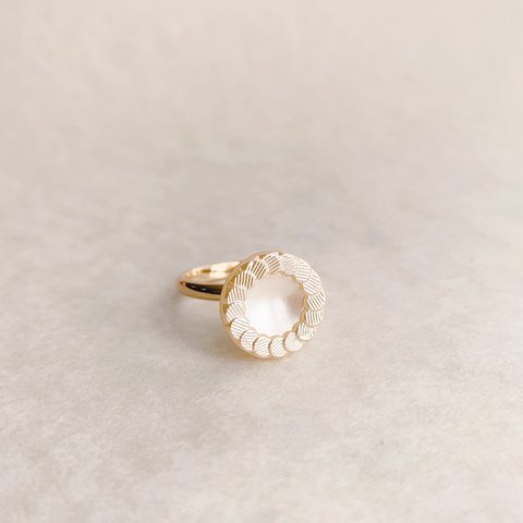 vintage German circle pearl button ring