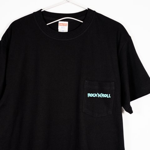 ※ポケットＴ※ シンプルなロックンロールの音楽系Ｔシャツ 【ブラック】薄すぎず厚すぎない生地 クルーネック