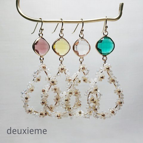 フラワーリング×カラービジュー ピアス