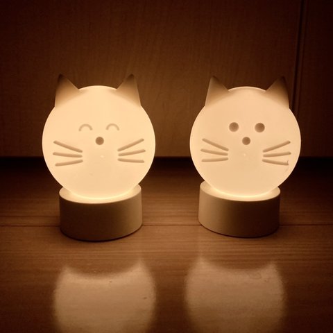 2匹のまんまるねこさんランプ〜3Dプリンター製間接照明〜