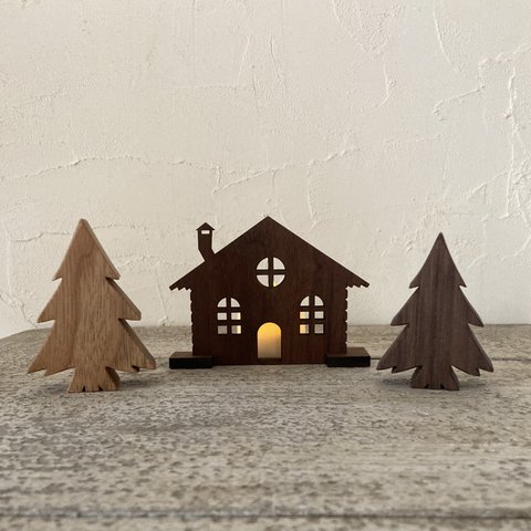 メリークリスマス♪もみの木と山小屋セット