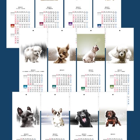 犬a　2019年度月捲りカレンダー