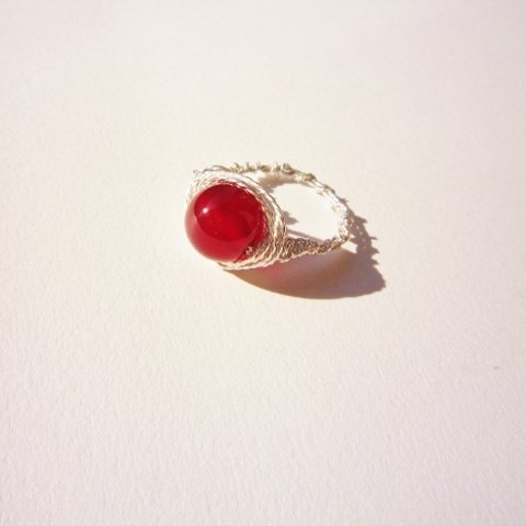 チェリーカルセドニー　Wire　Ring