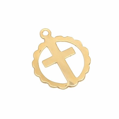 14KGF チャーム クロス サークル 16.5mm【1コ販売】(14K-579CM