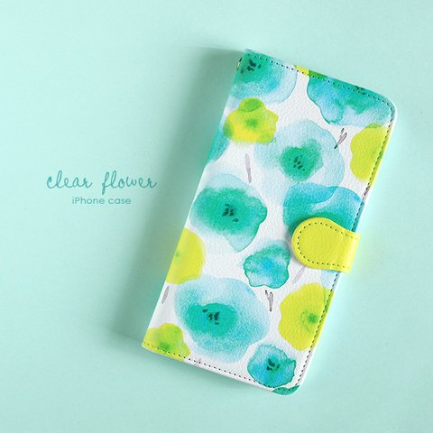 iPhone 手帳型スマホケース 【clear flower】