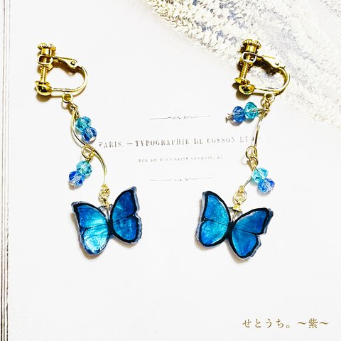 モルフォのイヤリング【青い蝶A】