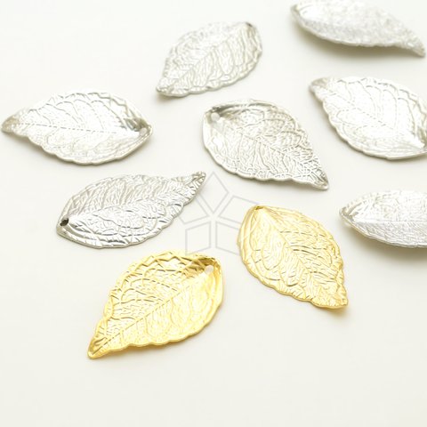 【4個入り】Thin Leaf 細目のリーフチャーム、リフレット、枝、葉っぱ、14X25、2色選択可/PD-1426-OP