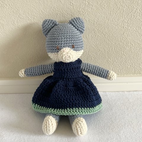 【ハンドメイド】着せ替えあみぐるみ　ねこ