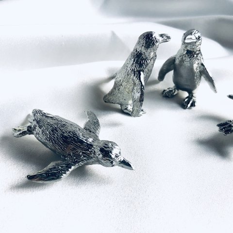 錫製ペンギン　植木鉢に添えたい動物シリーズ