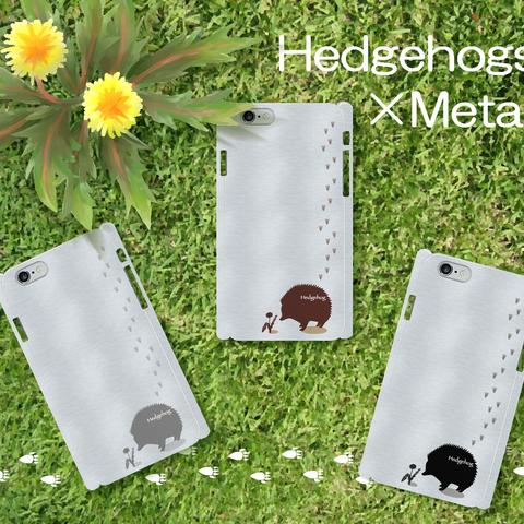 iPhone/Android 　Hedgehog(ハリネズミ) メタル素材風プリント　ハードケース