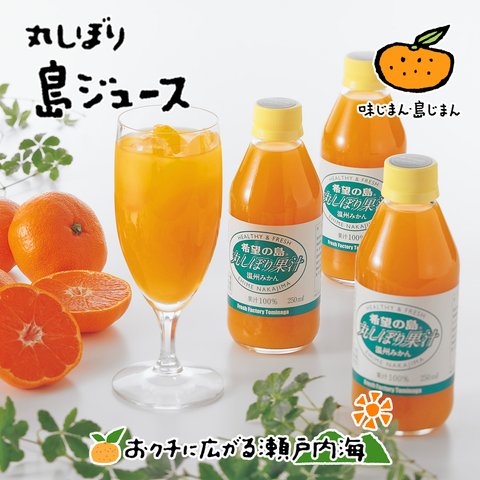 希望の島 丸しぼり果汁 250ml 3本 ギフト箱入 愛媛 中島産 みかんジュース（温州、伊予柑、清見）