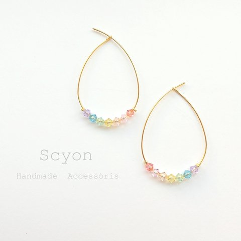 SWAROVSKI　パステルカラーのフープピアス