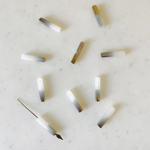 White Gold Rectangle Glass Beads