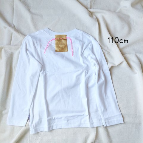 １点のみ　長袖Tシャツ WH (ゴールド110cm)　　ロンT　長袖　キッズ　子供服