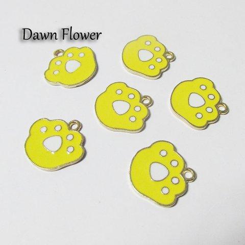 【D-0500】8pcs　クマの肉球　20×18mm　イエロー　チャーム