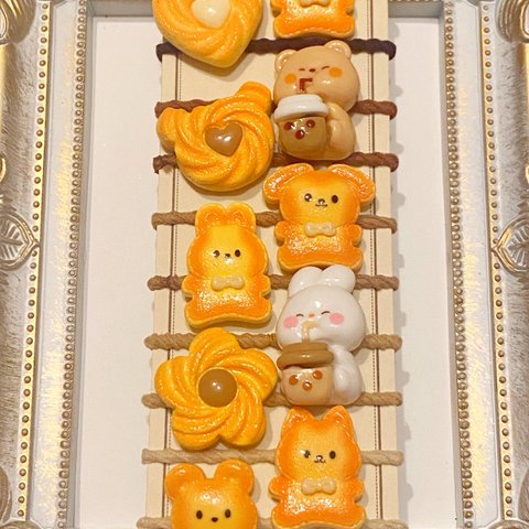 ヘアゴム　キッズ　子供　デコパーツ　クッキー　くま　うさぎ　